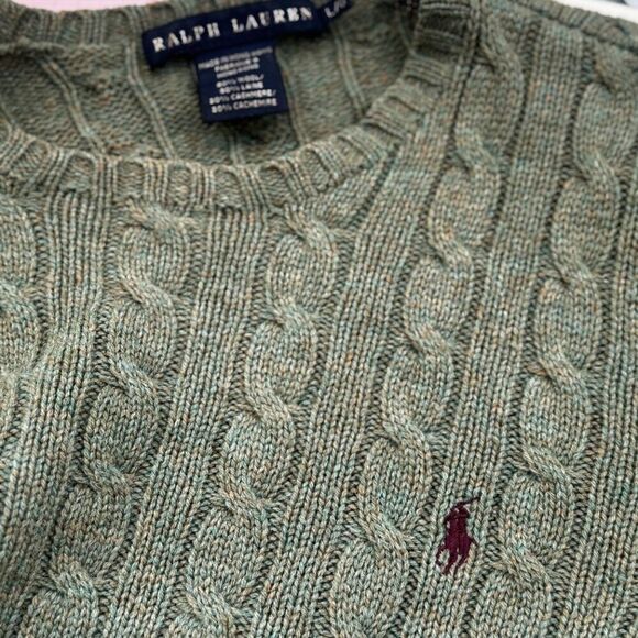 Ralph Lauren Sweaters - Vintage Ralph Blue Label Cable Knit Wool and Cashmere Sweater Large Slim